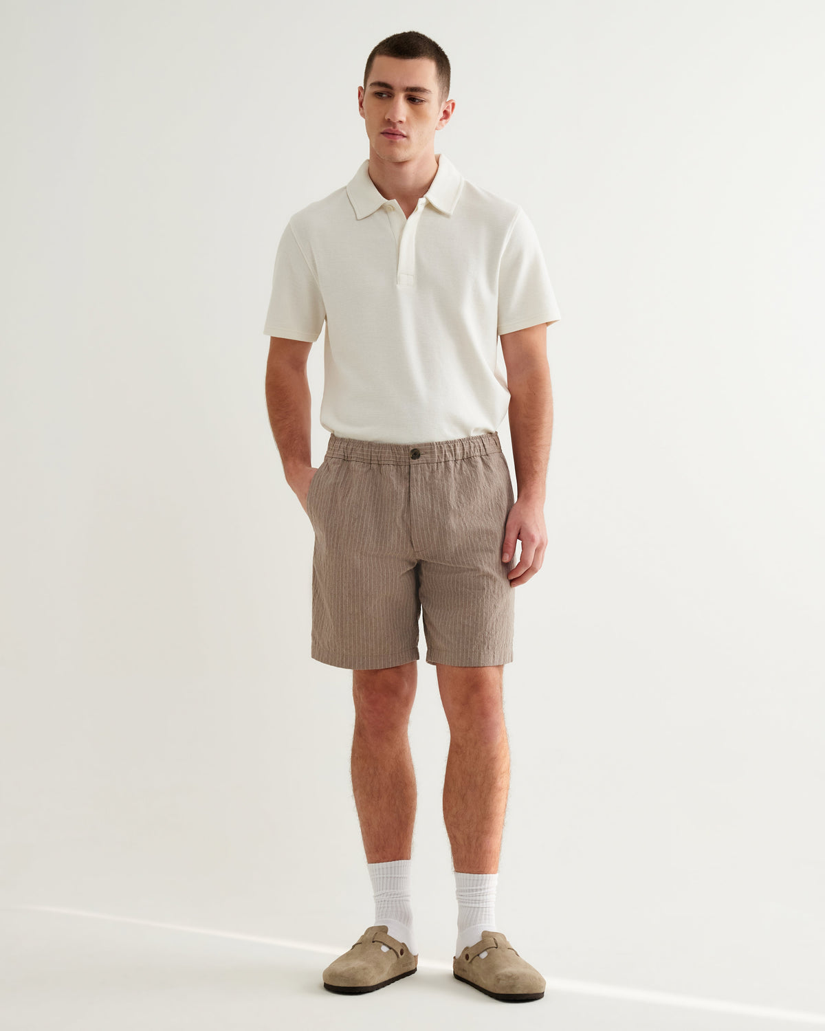 Kurt - Natural Chalk Stripe Shorts