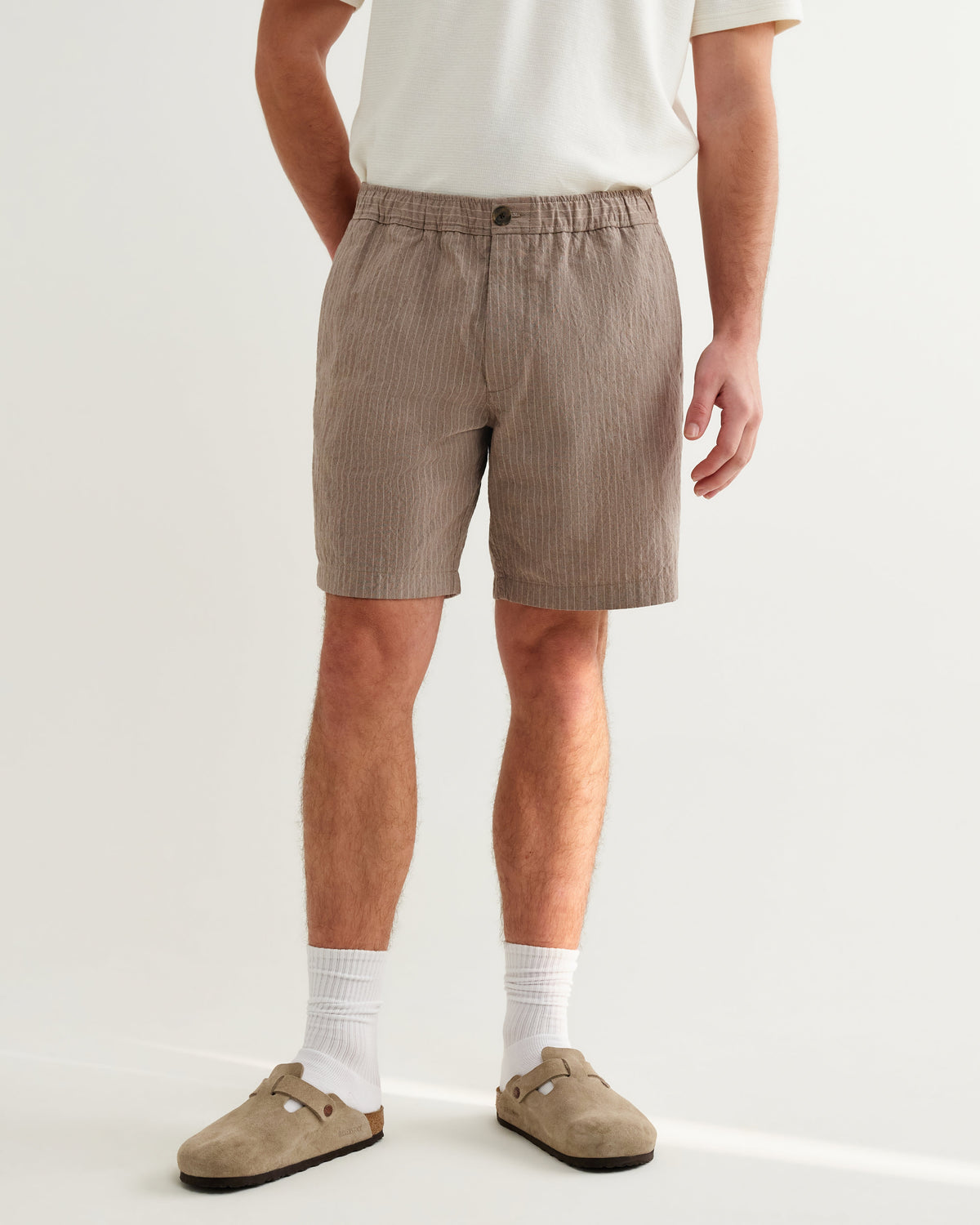 Kurt - Natural Chalk Stripe Shorts