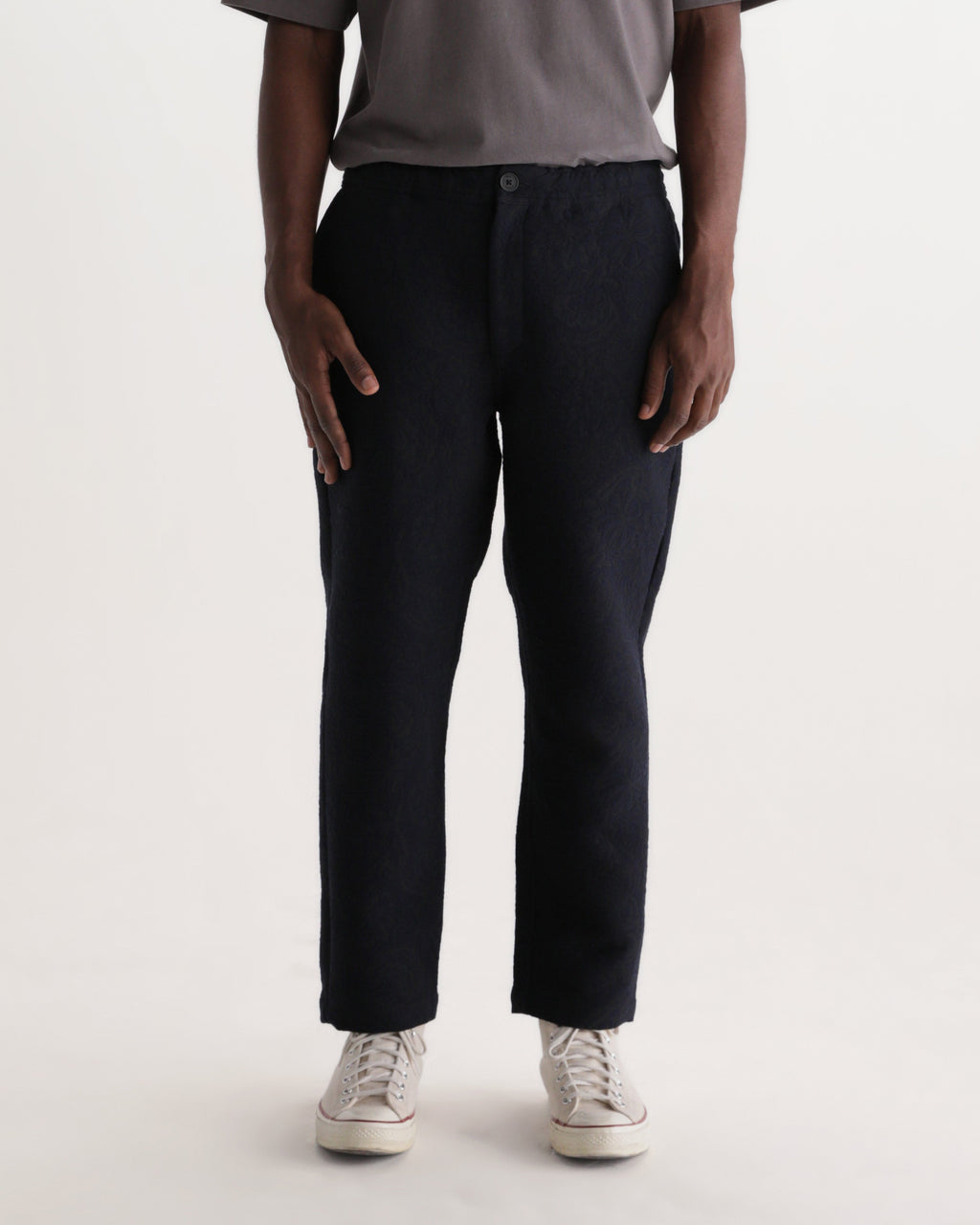 Kurt - Navy And Black Tonal Jacquard Trouser