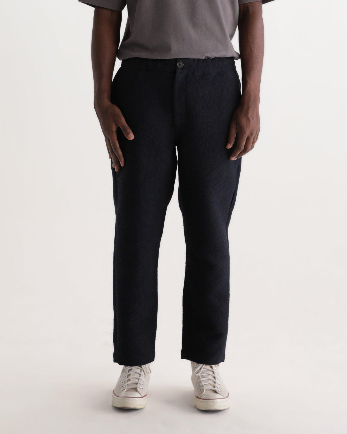Kurt - Navy And Black Tonal Jacquard Trouser