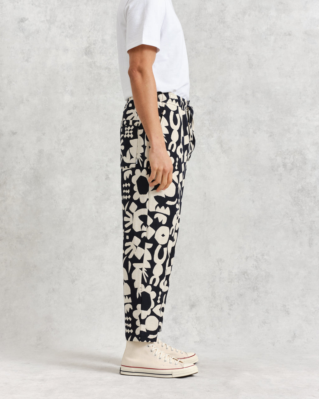 Kurt - Navy And Ecru Spin Jacquard Trousers