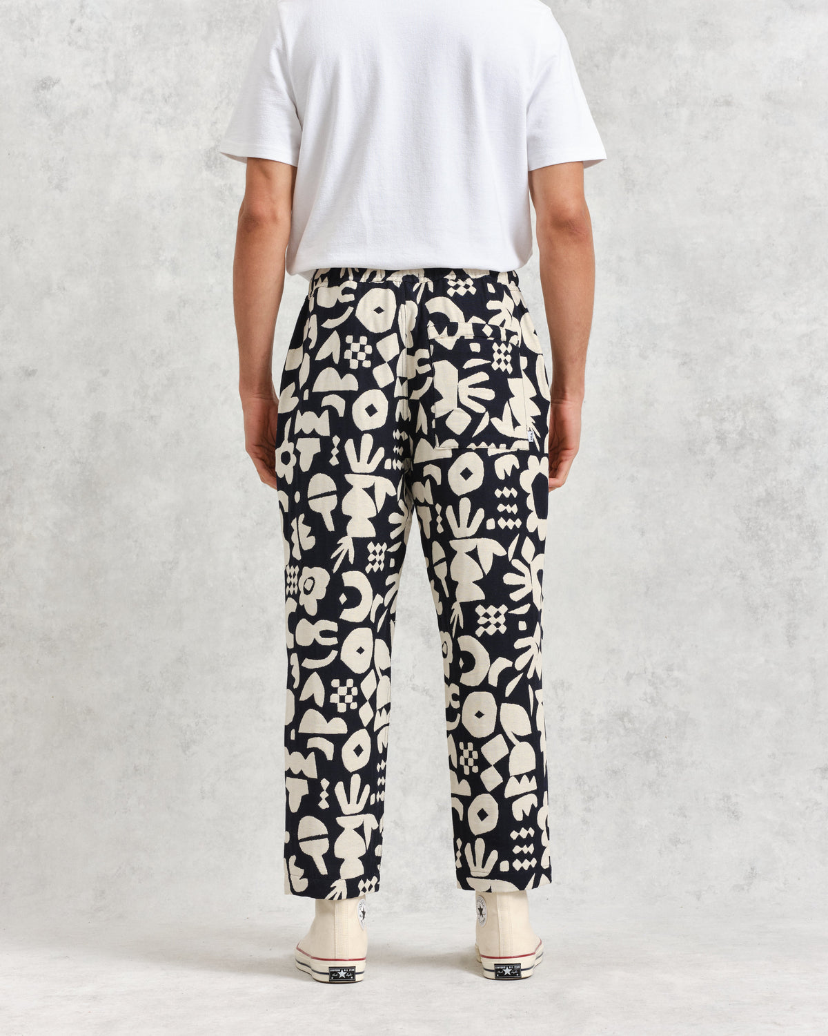 Kurt - Navy And Ecru Spin Jacquard Trousers