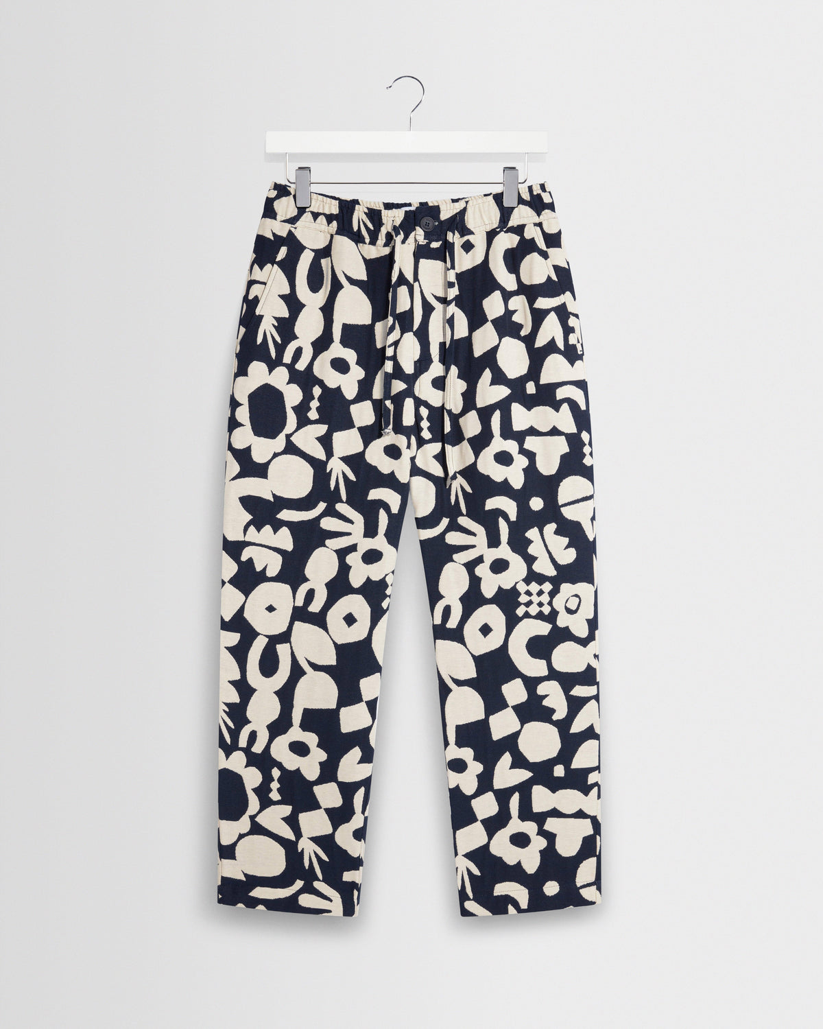 Kurt - Navy And Ecru Spin Jacquard Trousers