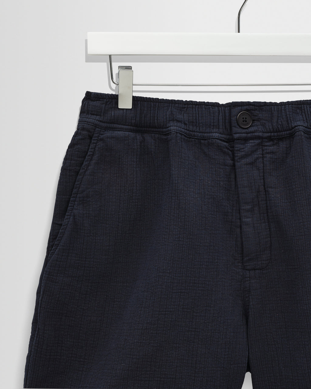 Kurt - Navy Crinkle Cotton-Linen Shorts
