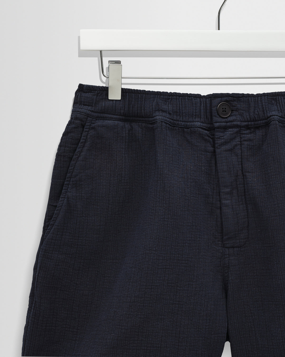 Kurt - Navy Crinkle Cotton-Linen Shorts