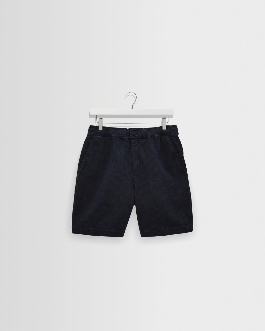 Kurt - Navy Crinkle Cotton-Linen Shorts