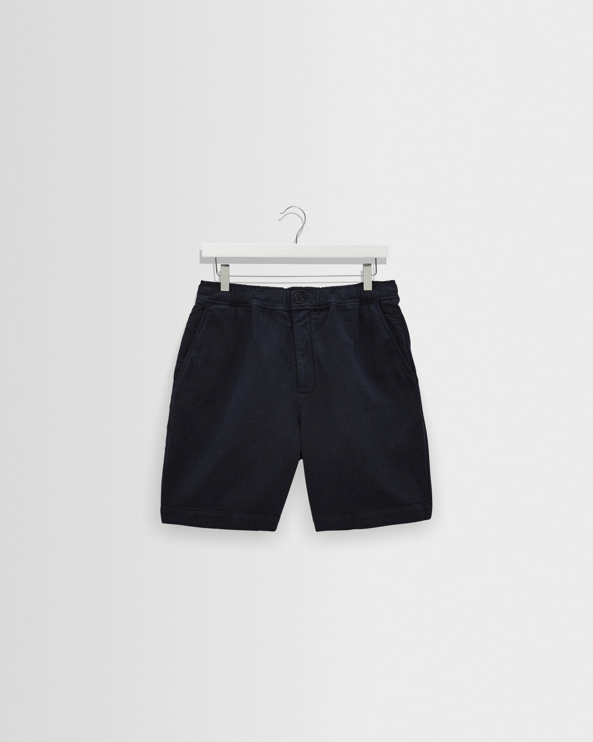 Kurt - Navy Crinkle Cotton-Linen Shorts