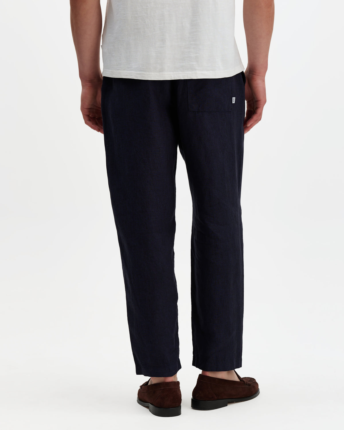 Kurt - Navy Washed Linen Relaxed Fit Trousers