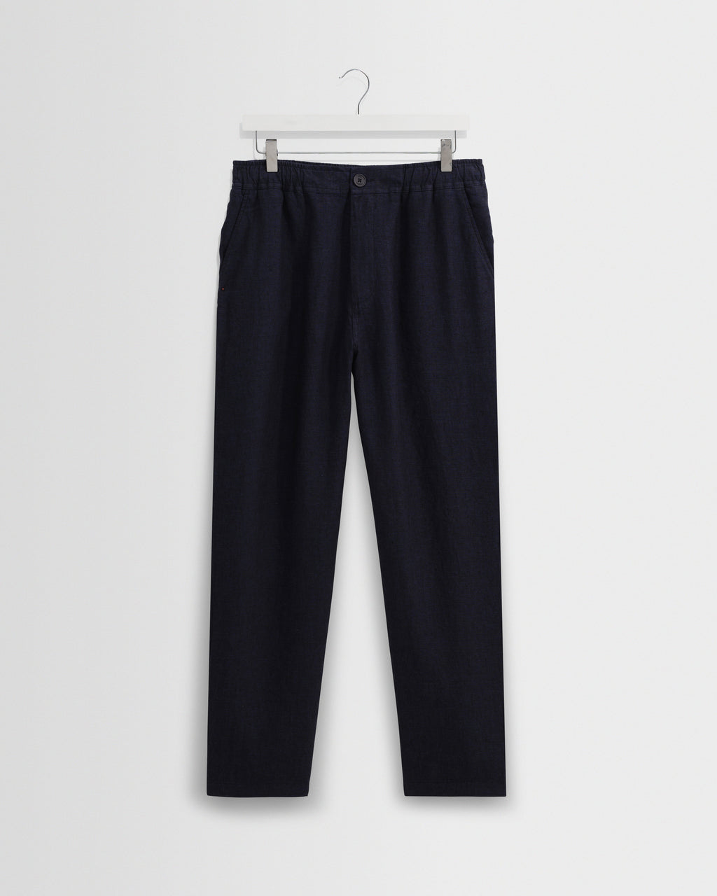 Kurt - Navy Washed Linen Relaxed Fit Trousers