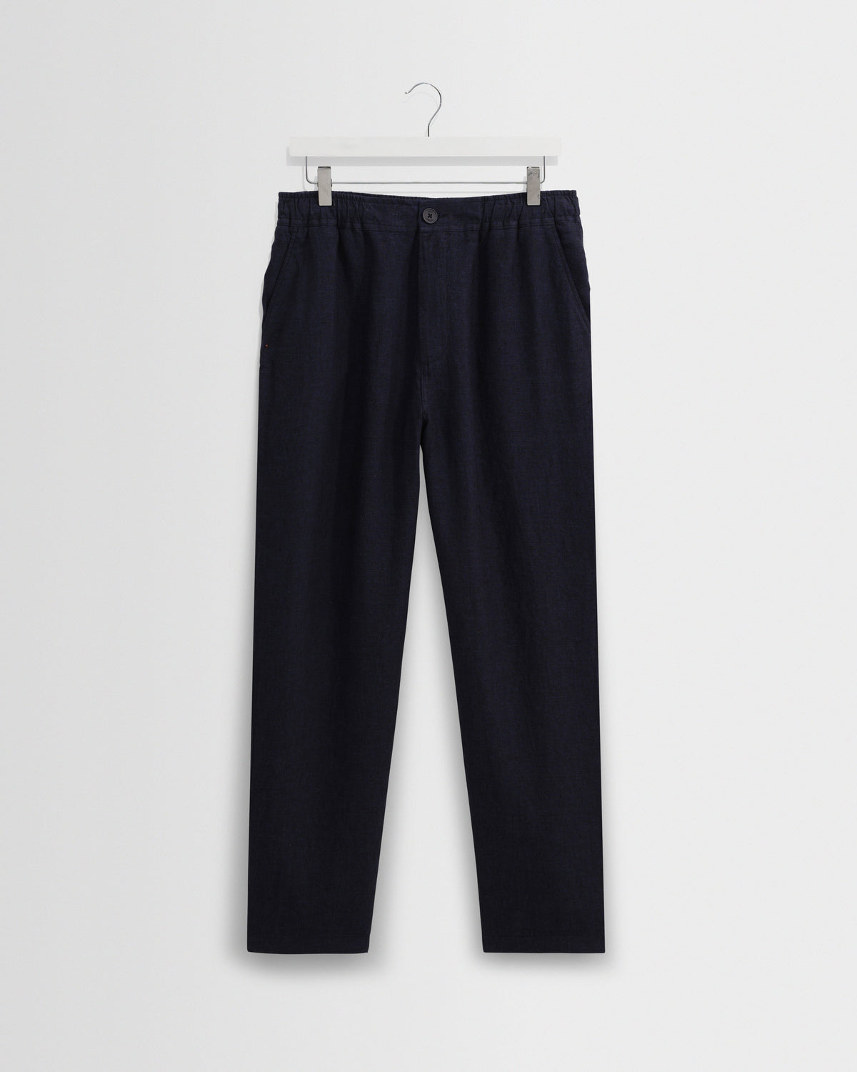 Kurt - Navy Washed Linen Relaxed Fit Trousers