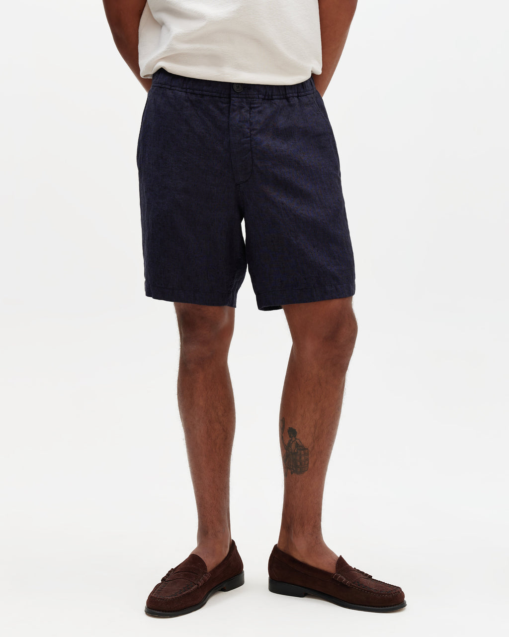 Kurt - Navy Washed Linen Shorts