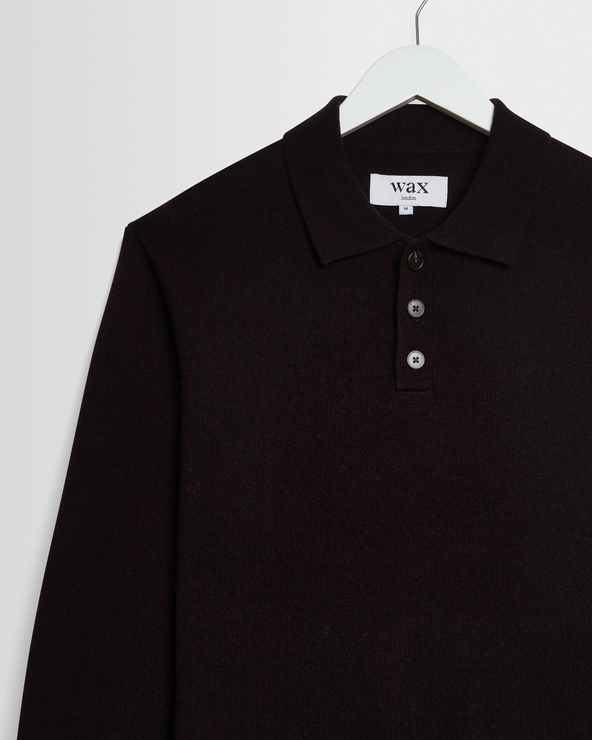 Lawrie - Dark Brown Long-Sleeve Knitted Polo