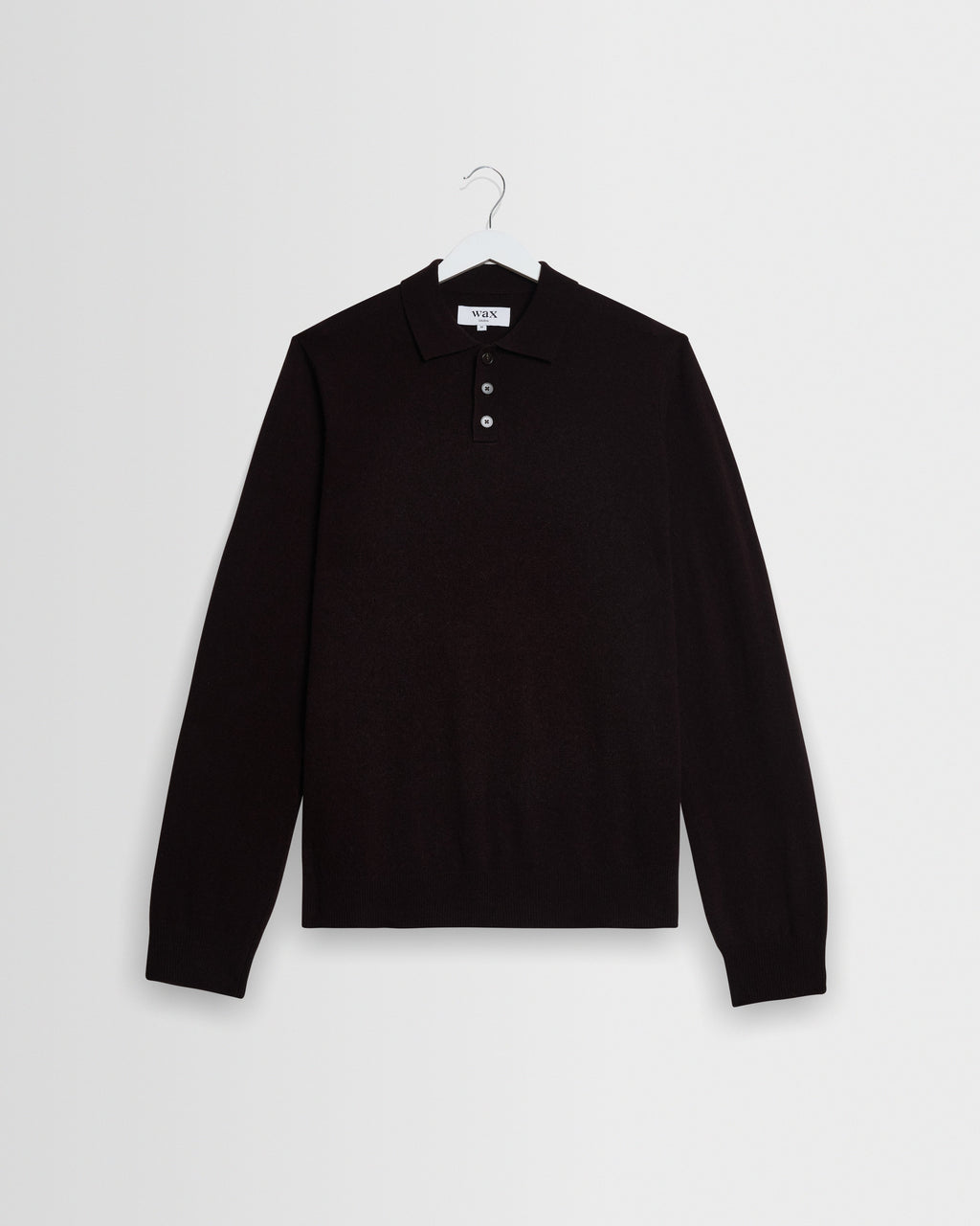 Lawrie - Dark Brown Long-Sleeve Knitted Polo