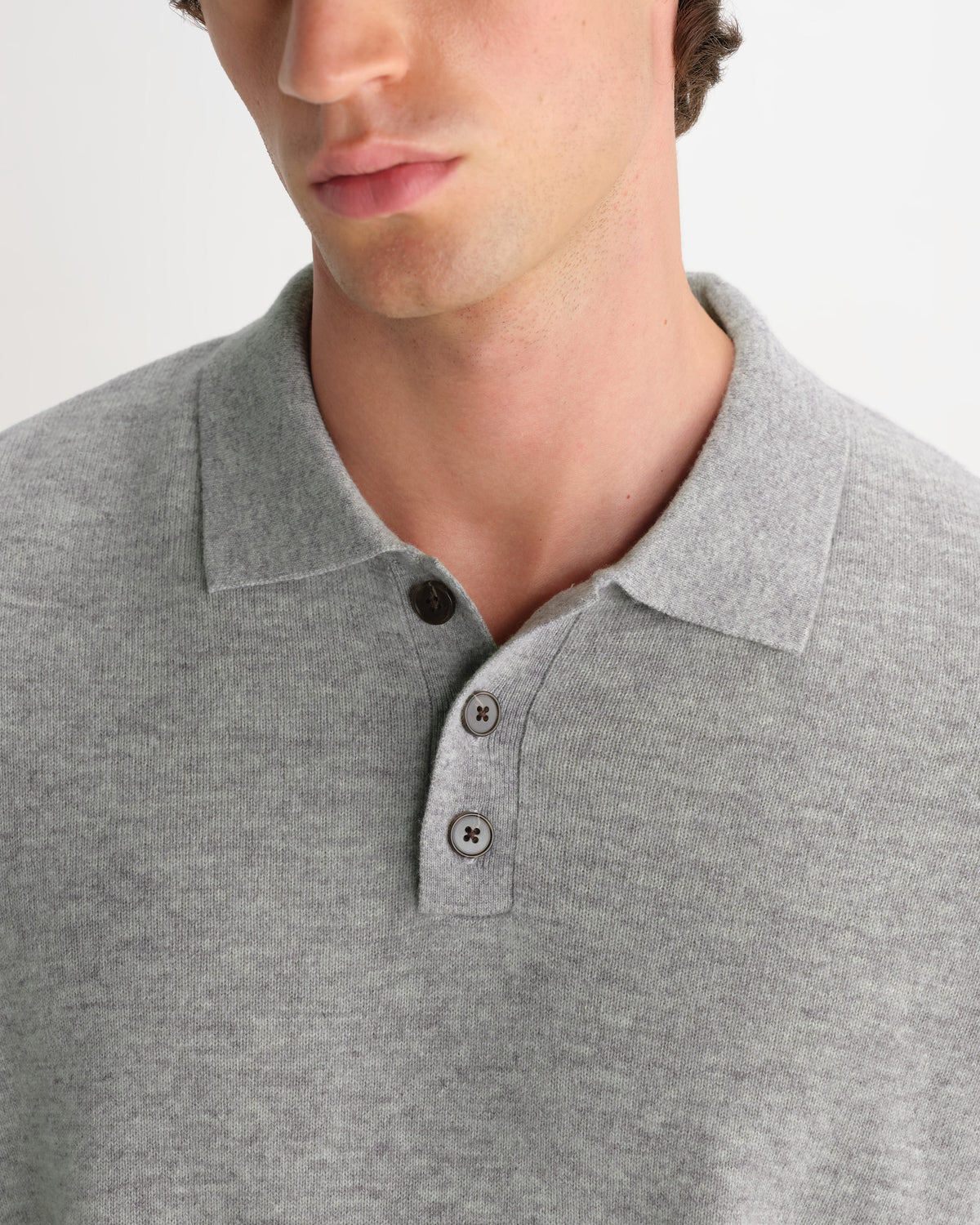 Lawrie - Grey Long-Sleeve Knitted Polo