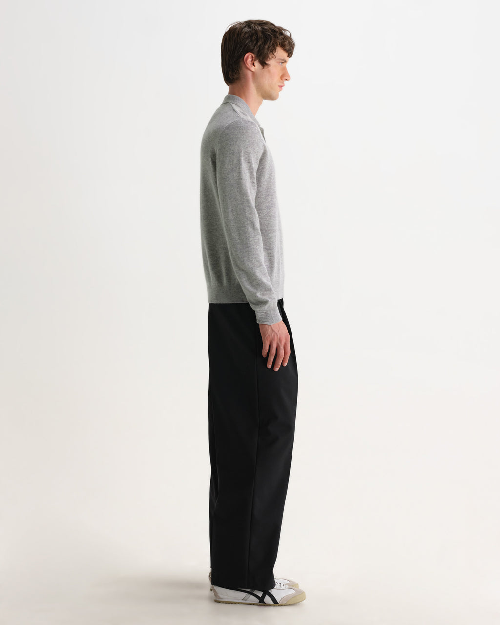 Lawrie - Grey Long-Sleeve Knitted Polo