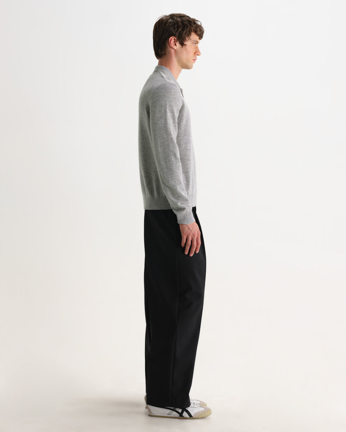 Lawrie - Grey Long-Sleeve Knitted Polo