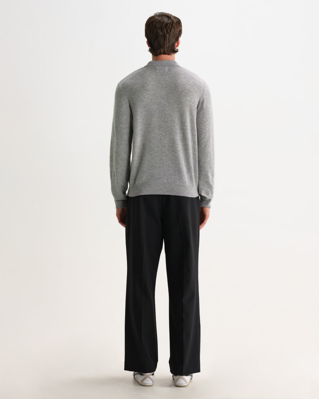 Lawrie - Grey Long-Sleeve Knitted Polo