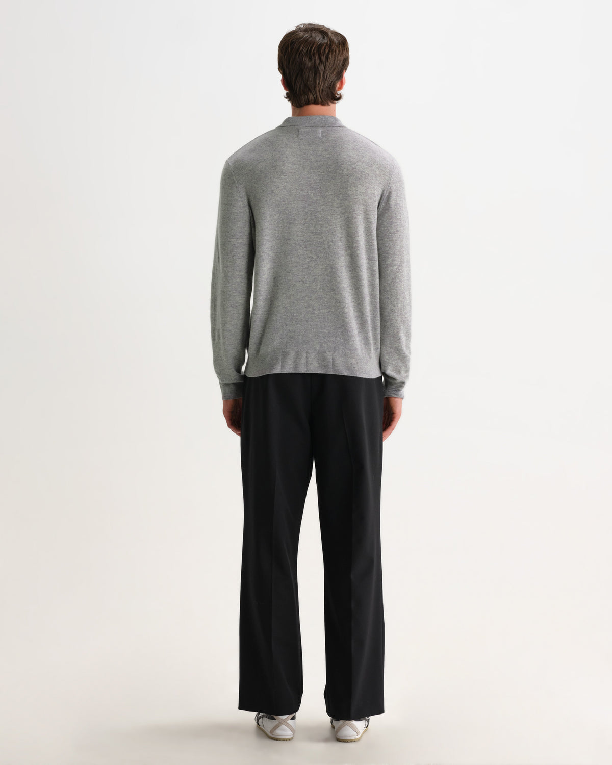 Lawrie - Grey Long-Sleeve Knitted Polo