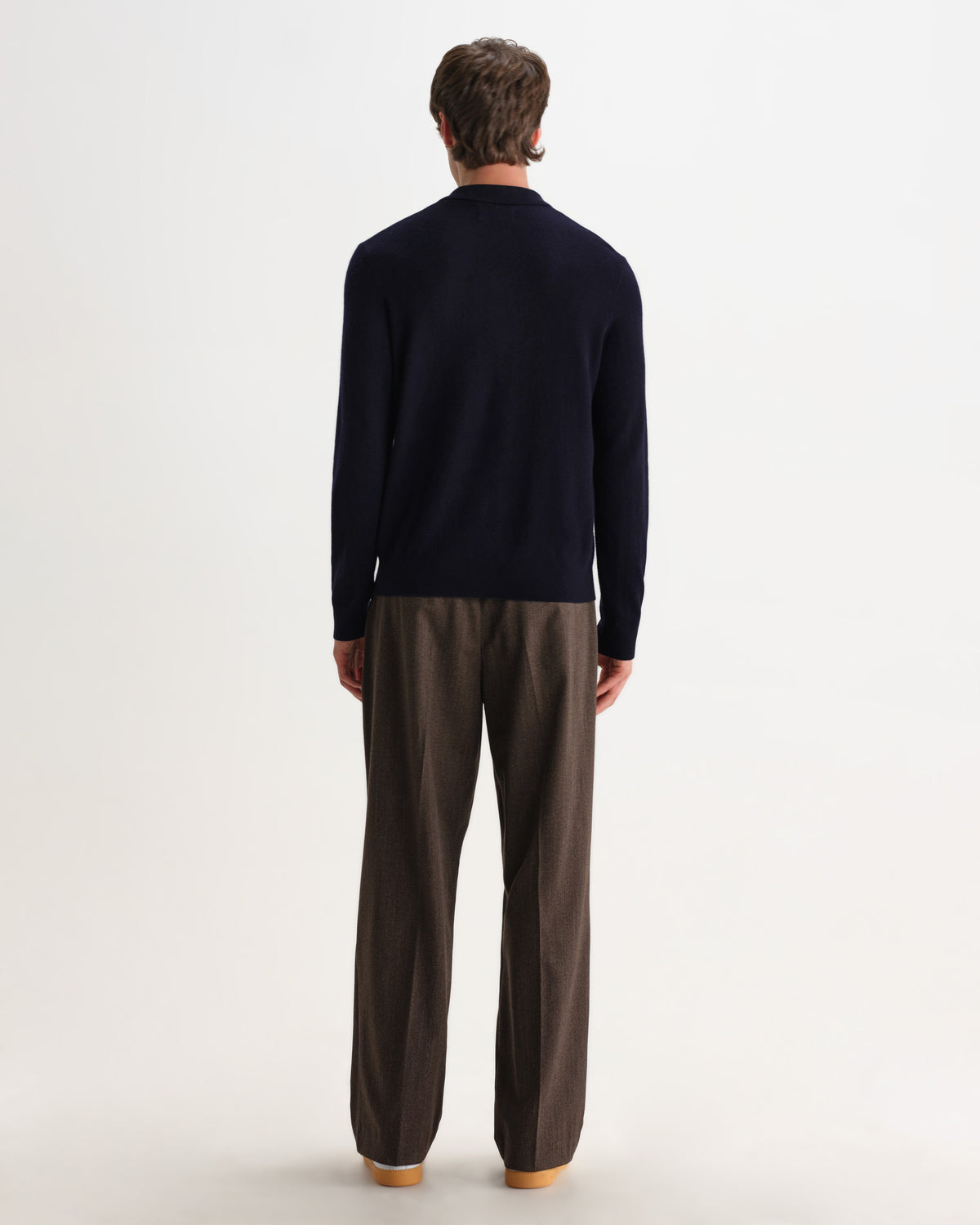 Lawrie - Navy Long-Sleeve Knitted Polo