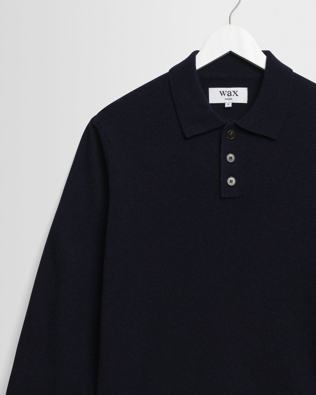 Lawrie - Navy Long-Sleeve Knitted Polo
