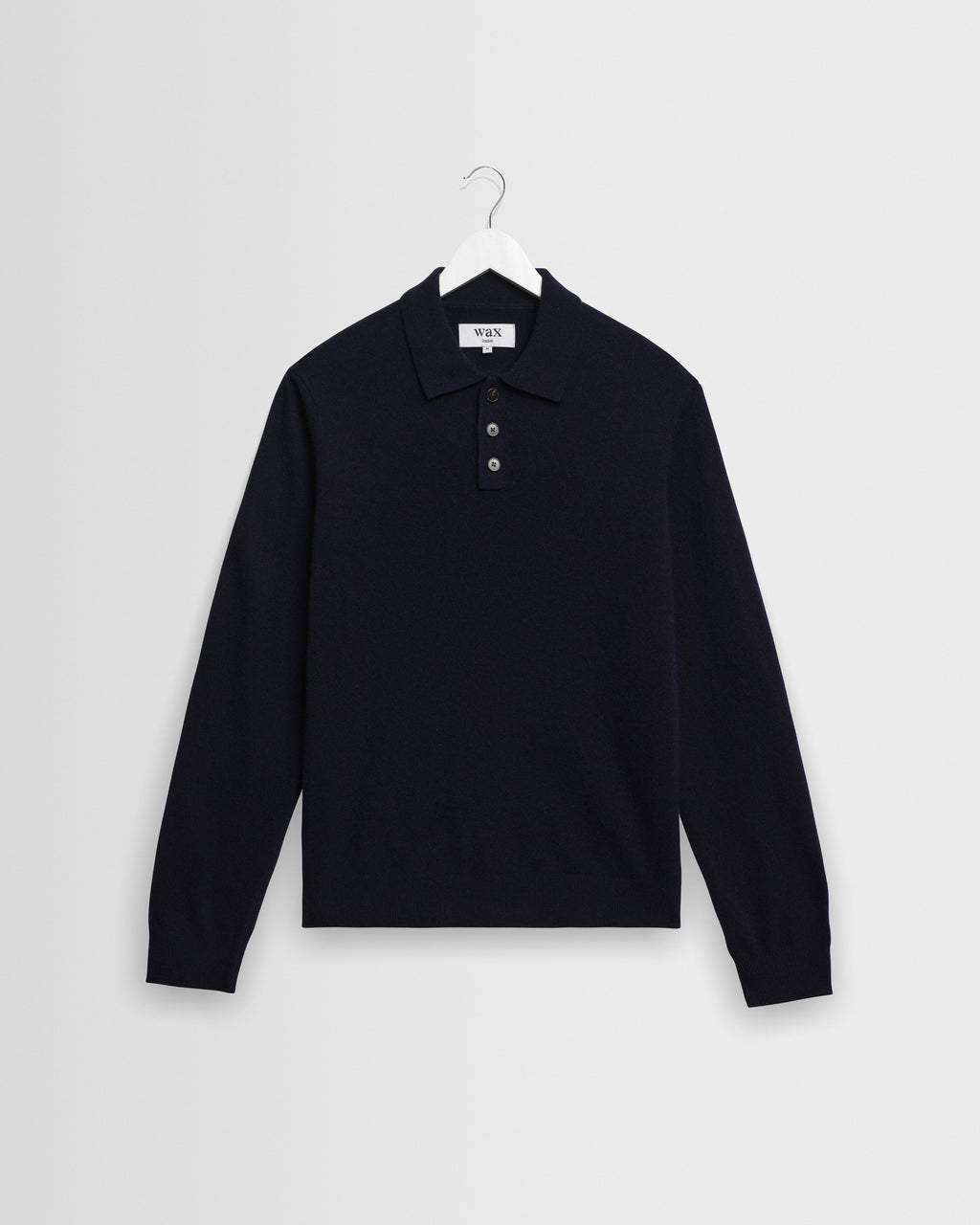 Lawrie - Navy Long-Sleeve Knitted Polo