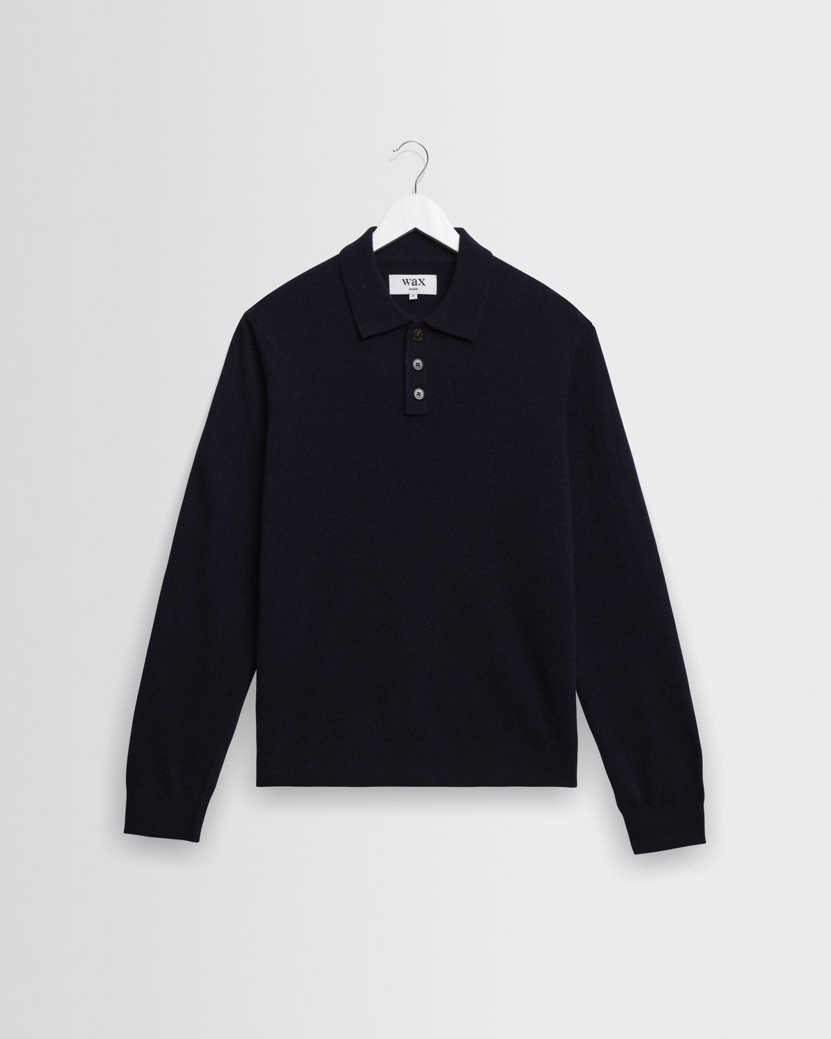 Lawrie - Navy Long-Sleeve Knitted Polo