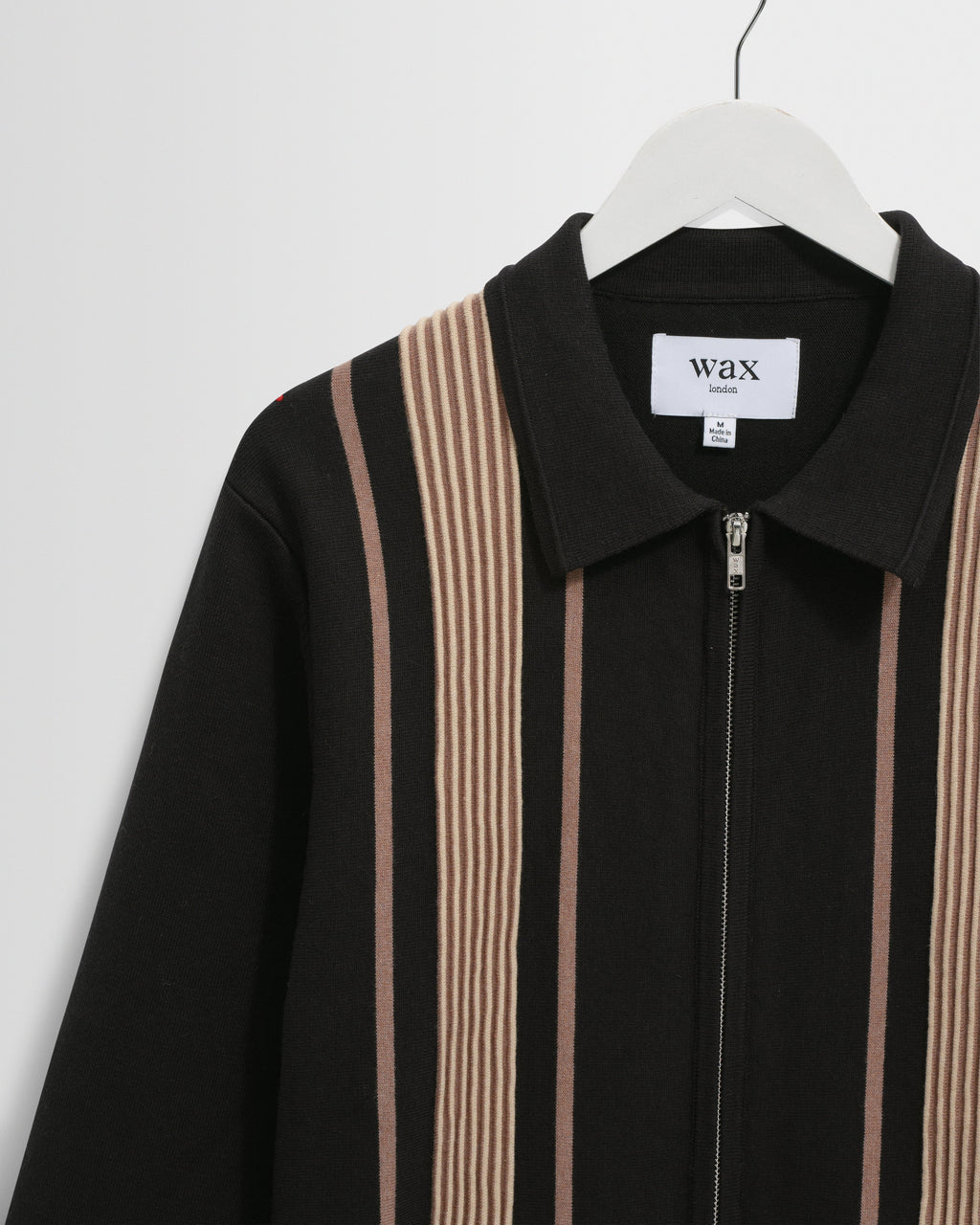 Lennox - Black And Beige Milano Stripe Knitted Polo