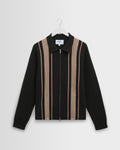 Lennox - Black And Beige Milano Stripe Knitted Polo