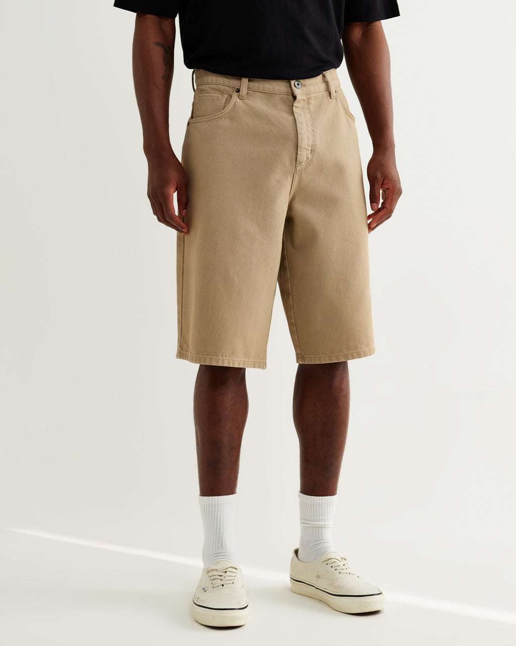 Luca - Washed Beige Organic Cotton Denim Shorts