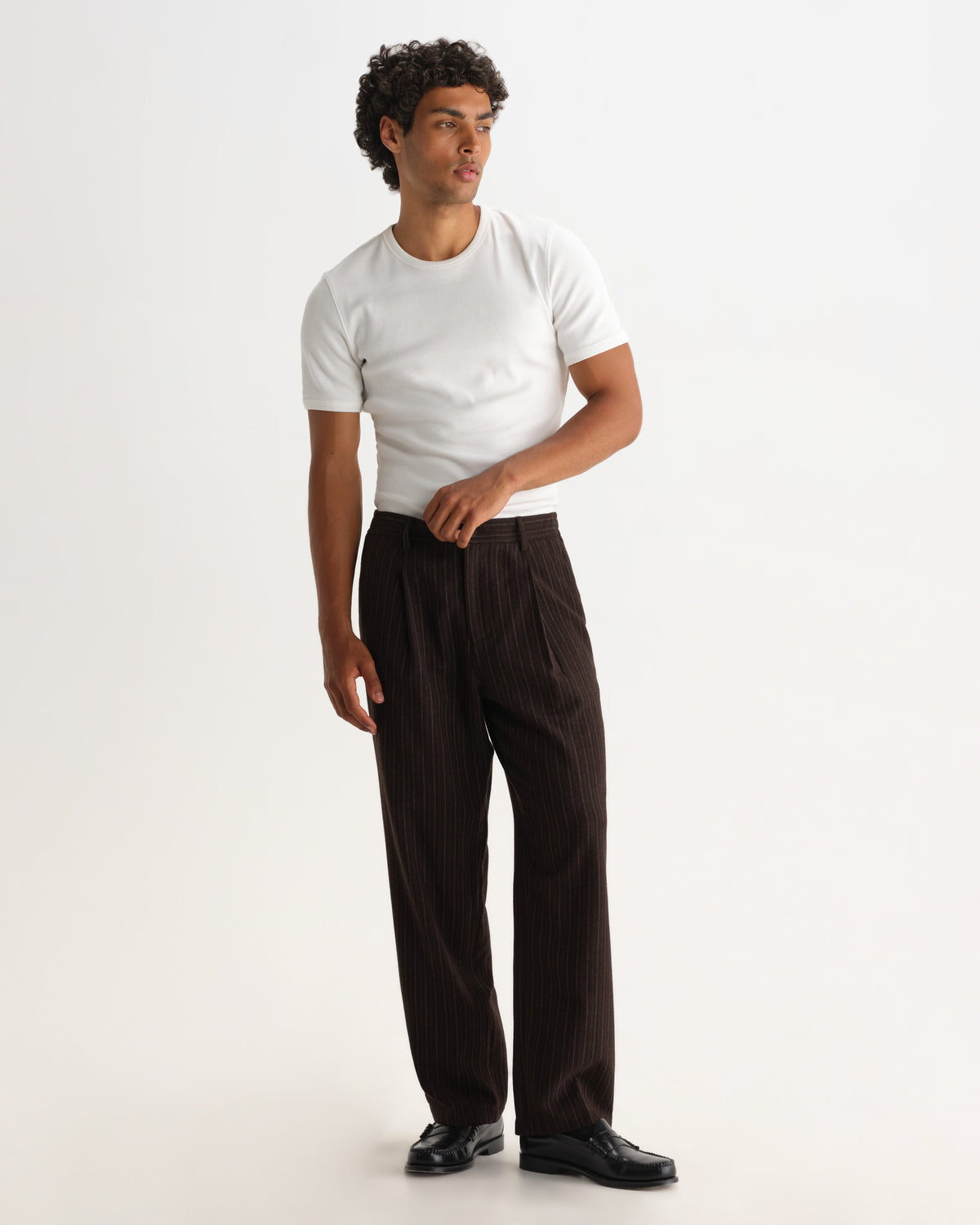 Malham - Brown Italian Flannel Stripe Trouser