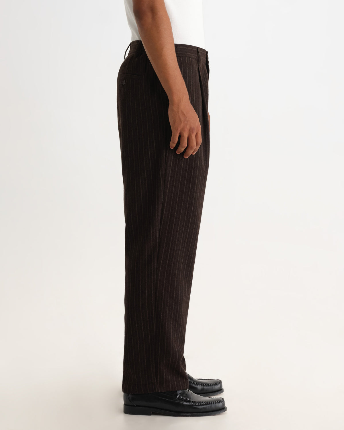 Malham - Brown Italian Flannel Stripe Trouser