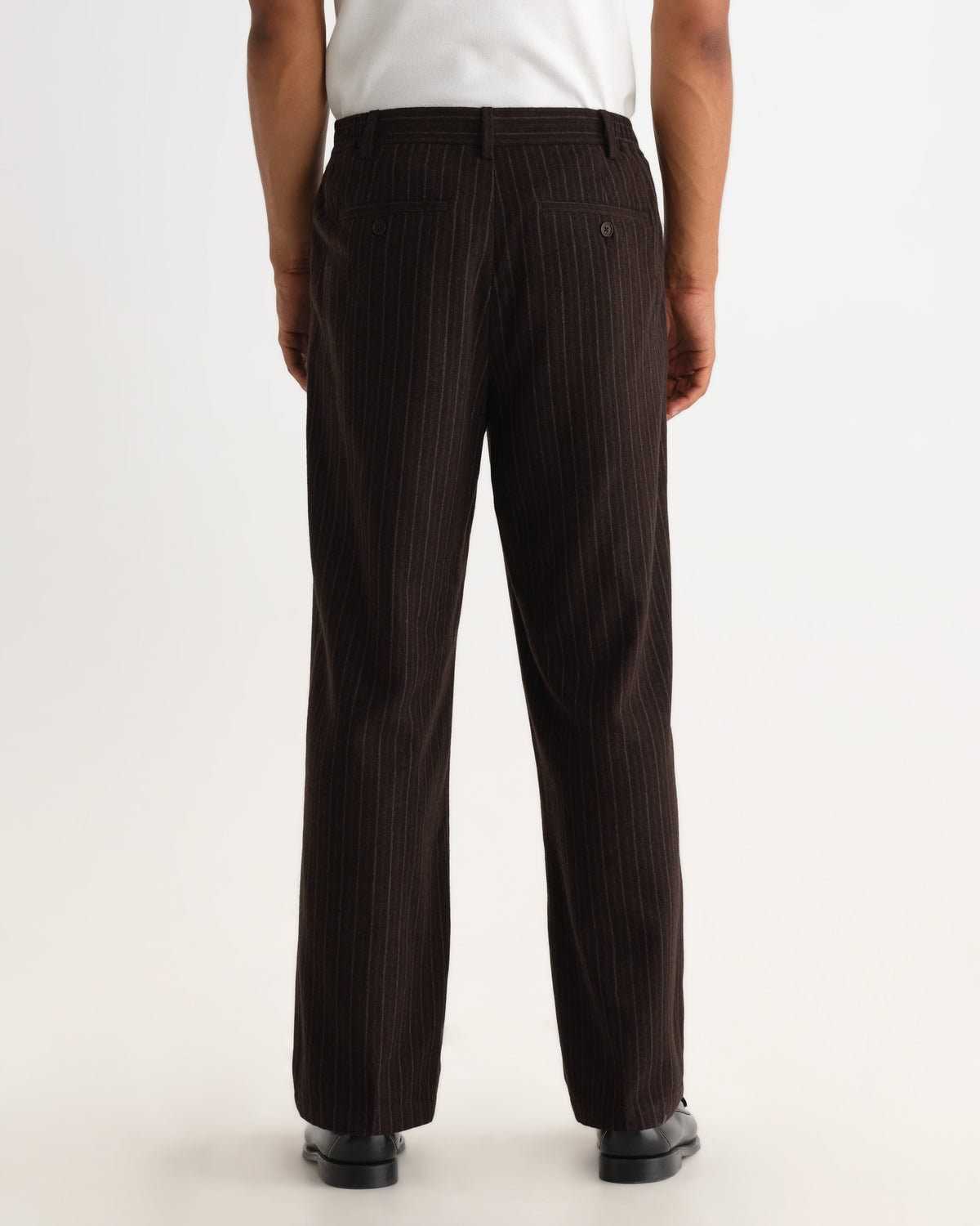 Malham - Brown Italian Flannel Stripe Trouser