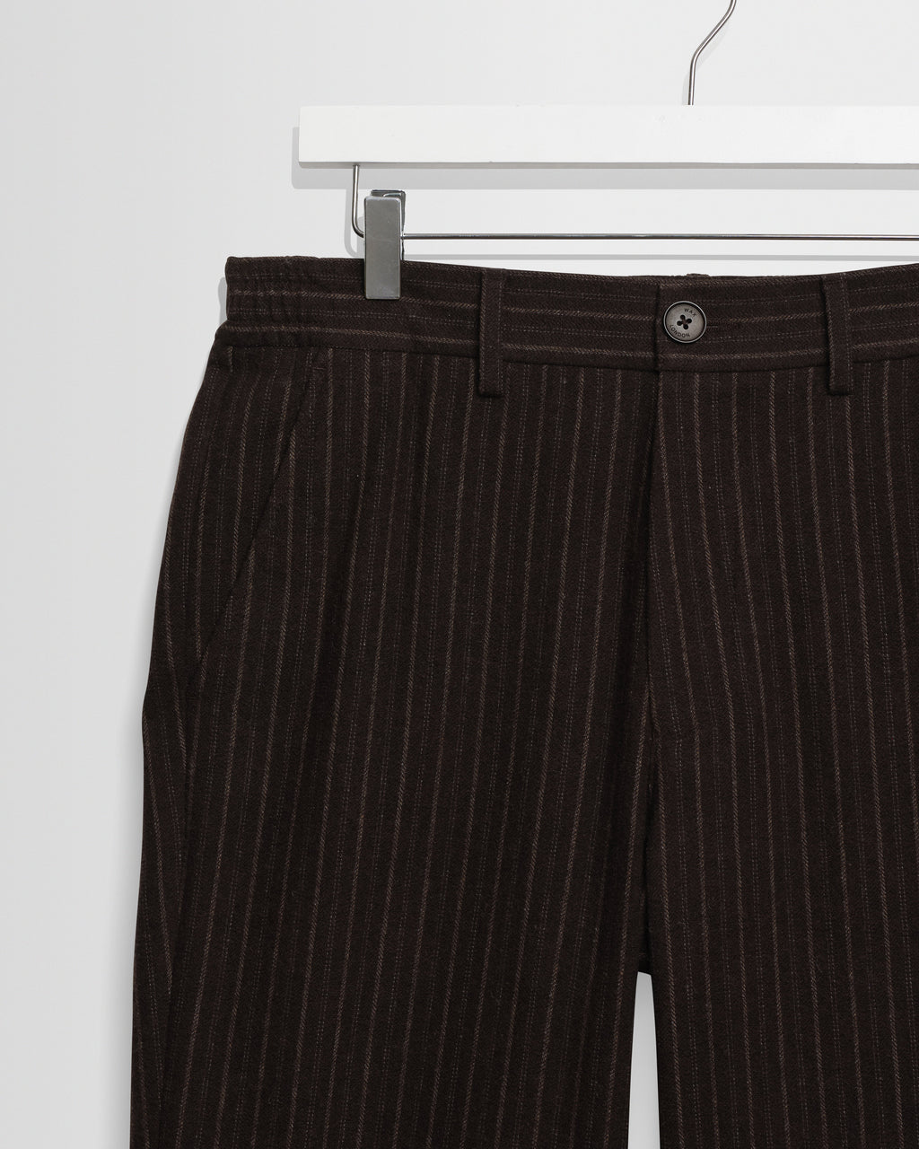 Malham - Brown Italian Flannel Stripe Trouser