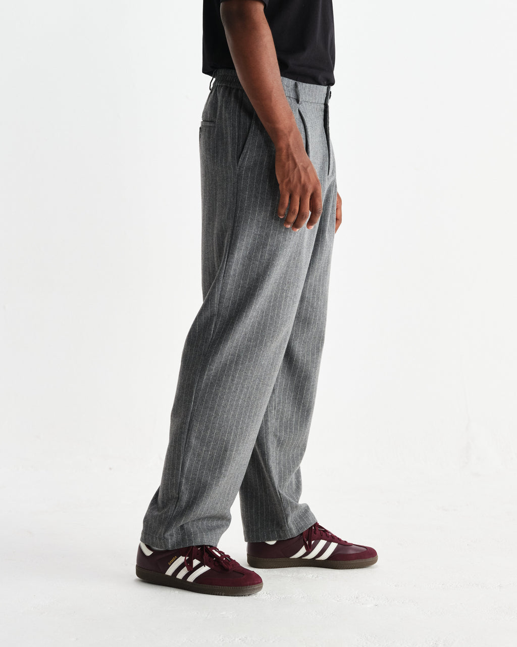 Malham - Charcoal Grey Pinstripe Wool Trousers