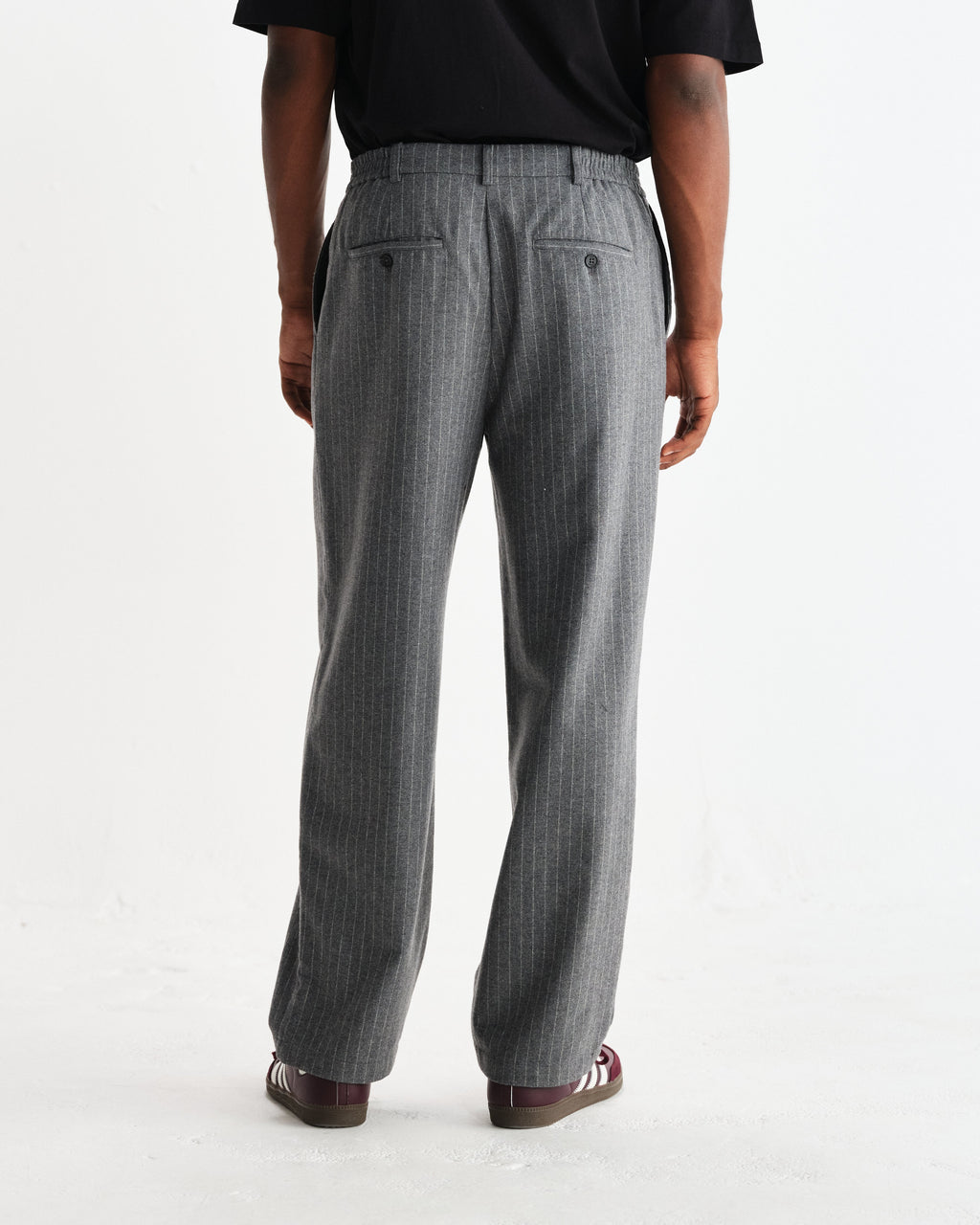 Malham - Charcoal Grey Pinstripe Wool Trousers