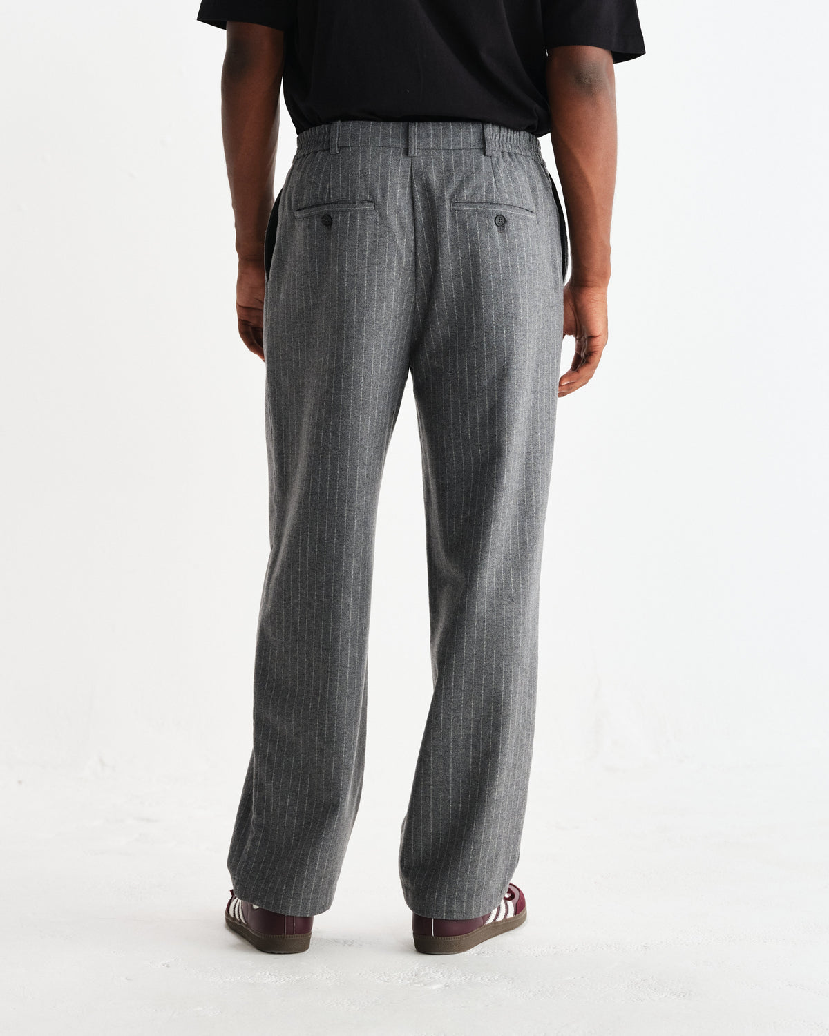 Malham - Charcoal Grey Pinstripe Wool Trousers