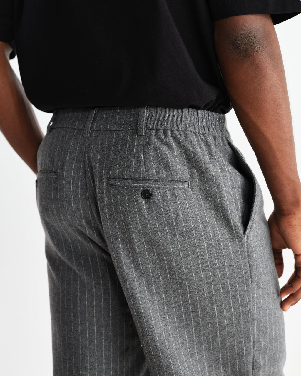 Malham - Charcoal Grey Pinstripe Wool Trousers