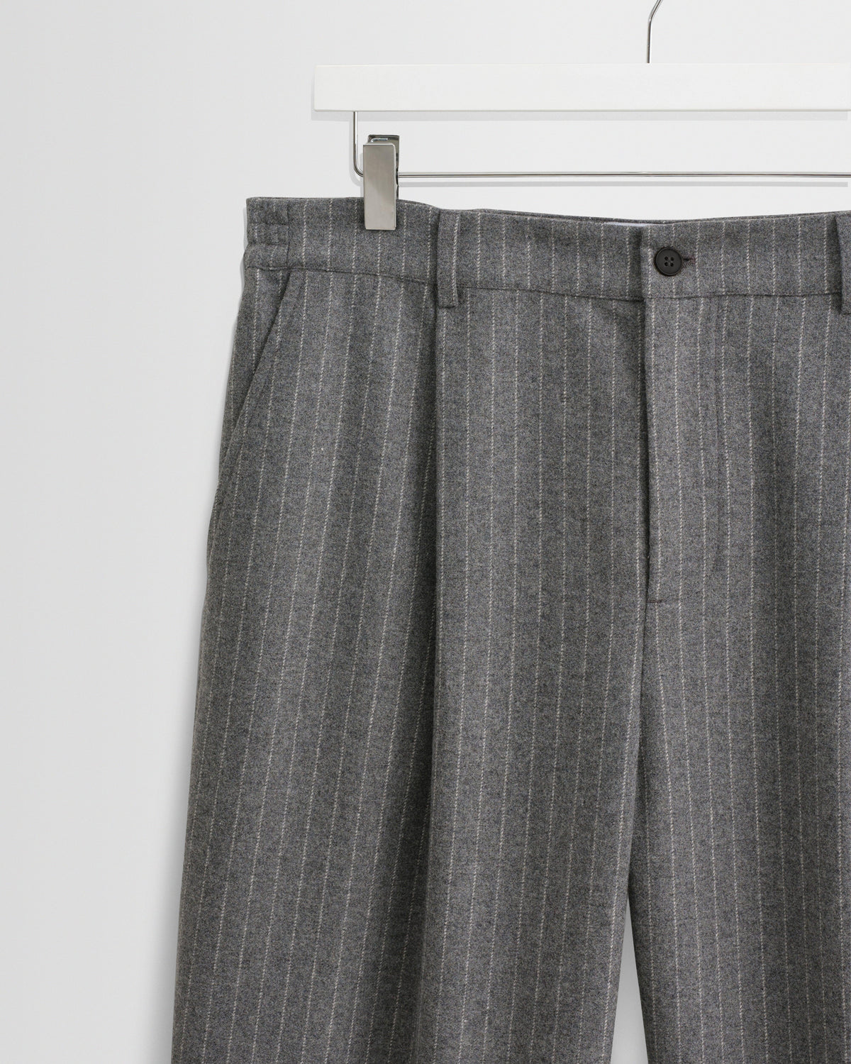 Malham - Charcoal Grey Pinstripe Wool Trousers