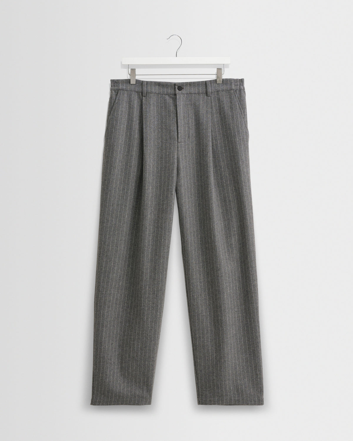 Malham - Charcoal Grey Pinstripe Wool Trousers