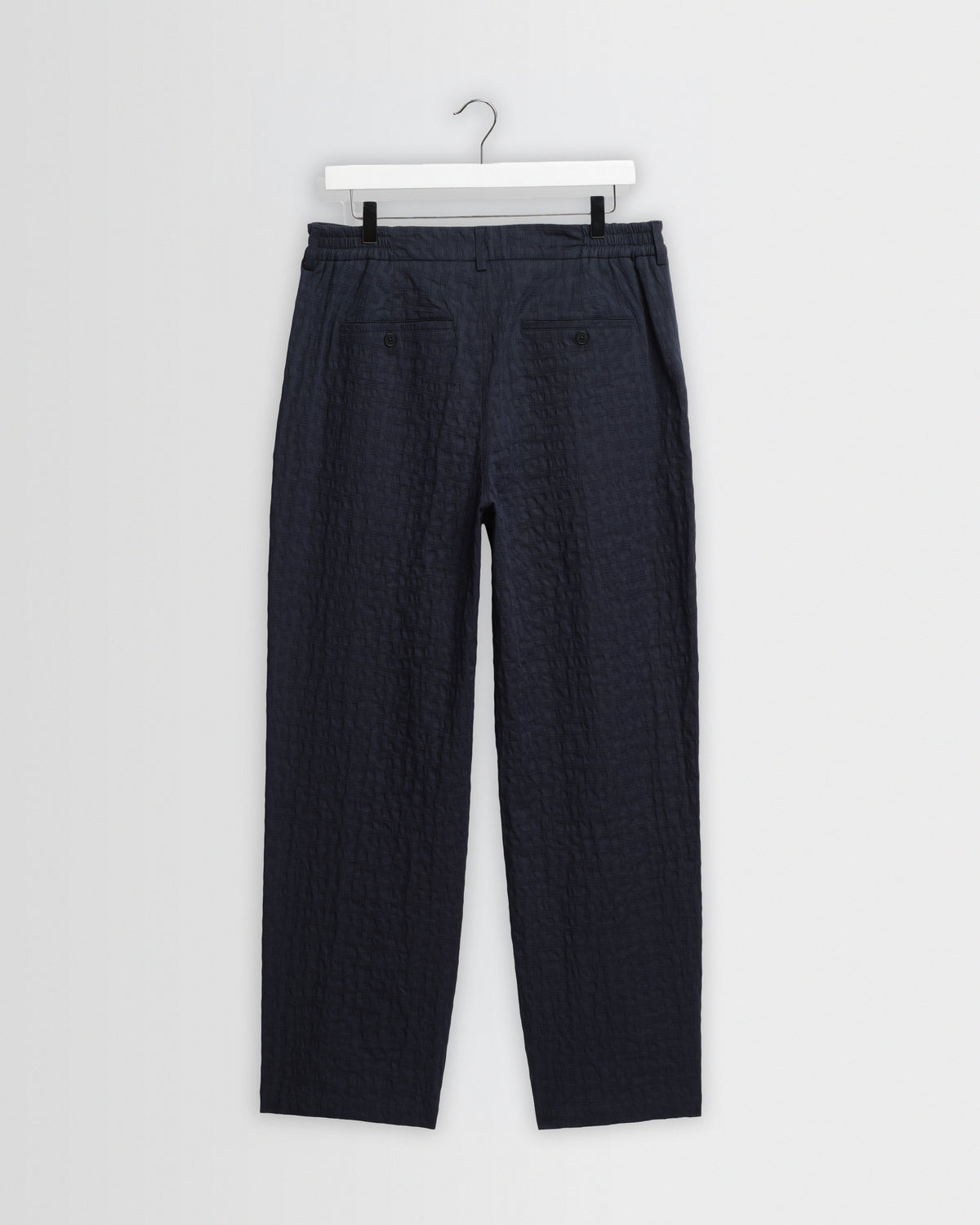 Malham - Navy Dobby Cotton Wide Fit Trousers