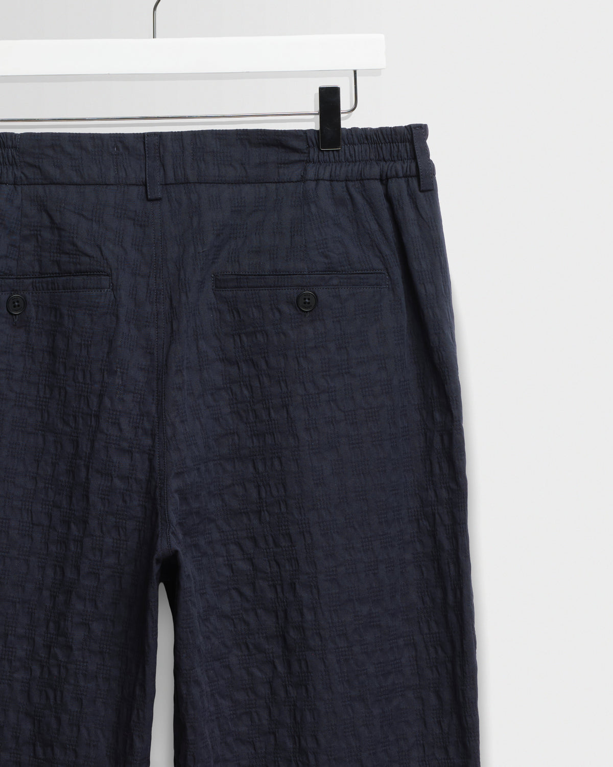 Malham - Navy Dobby Cotton Wide Fit Trousers