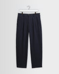 Malham - Navy Dobby Cotton Wide Fit Trousers
