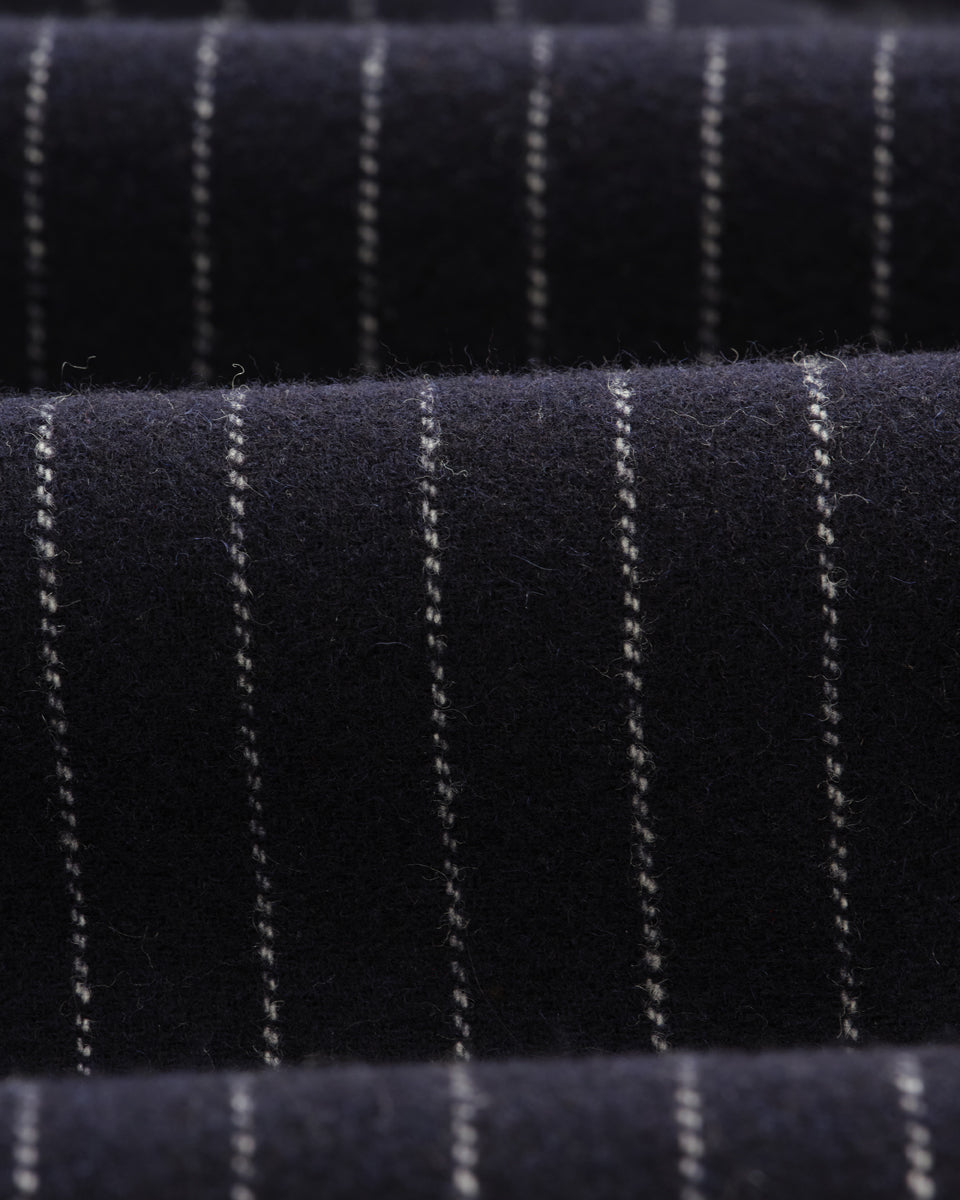 Malham - Navy Pinstripe Wool Trousers