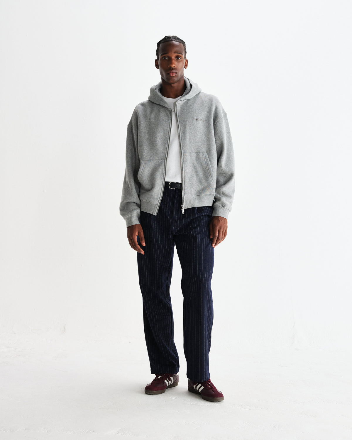 Malham - Navy Pinstripe Wool Trousers