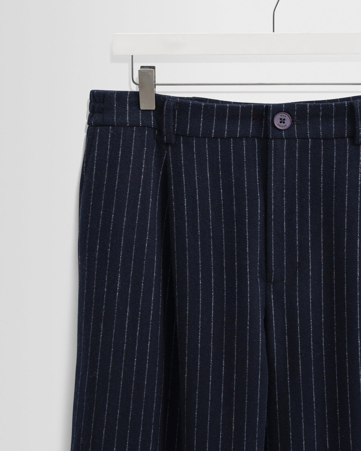 Malham - Navy Pinstripe Wool Trousers