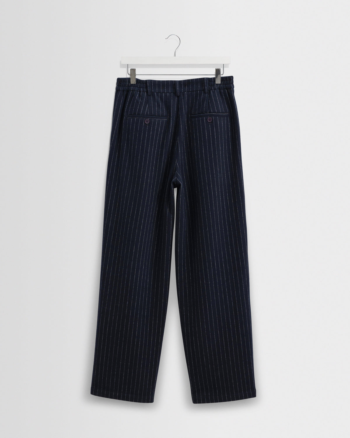 Malham - Navy Pinstripe Wool Trousers