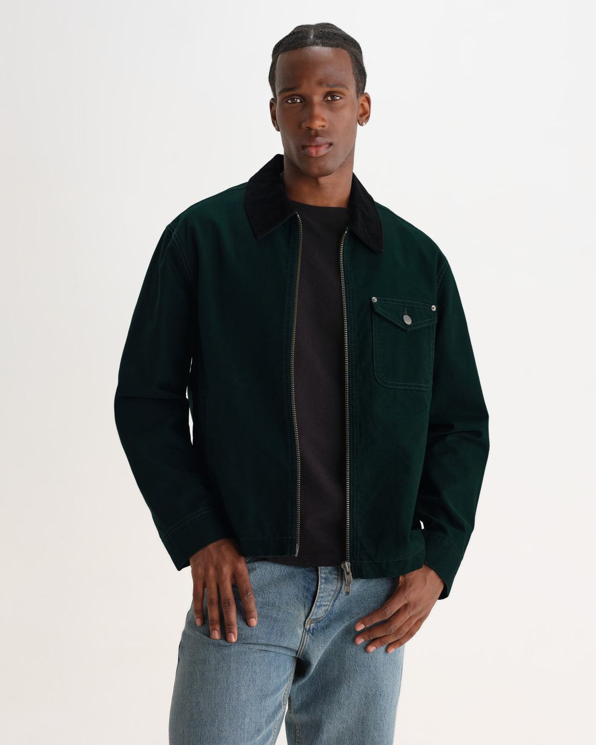 Mason - Dark Green Peached Canvas Work Jacket