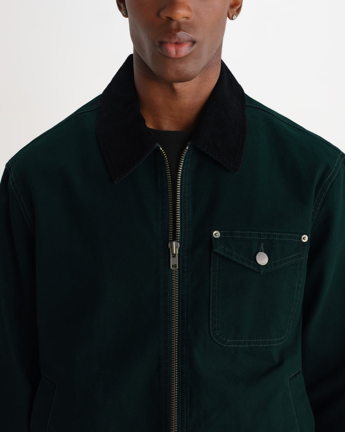 Mason - Dark Green Peached Canvas Work Jacket