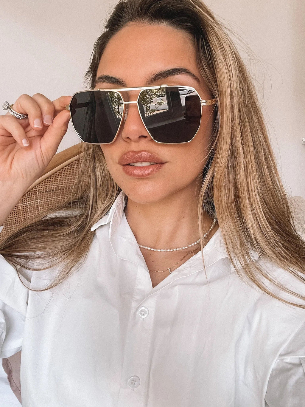 Jamie Gold Sunglasses | Women's Slim Metal Frame Sunglasses