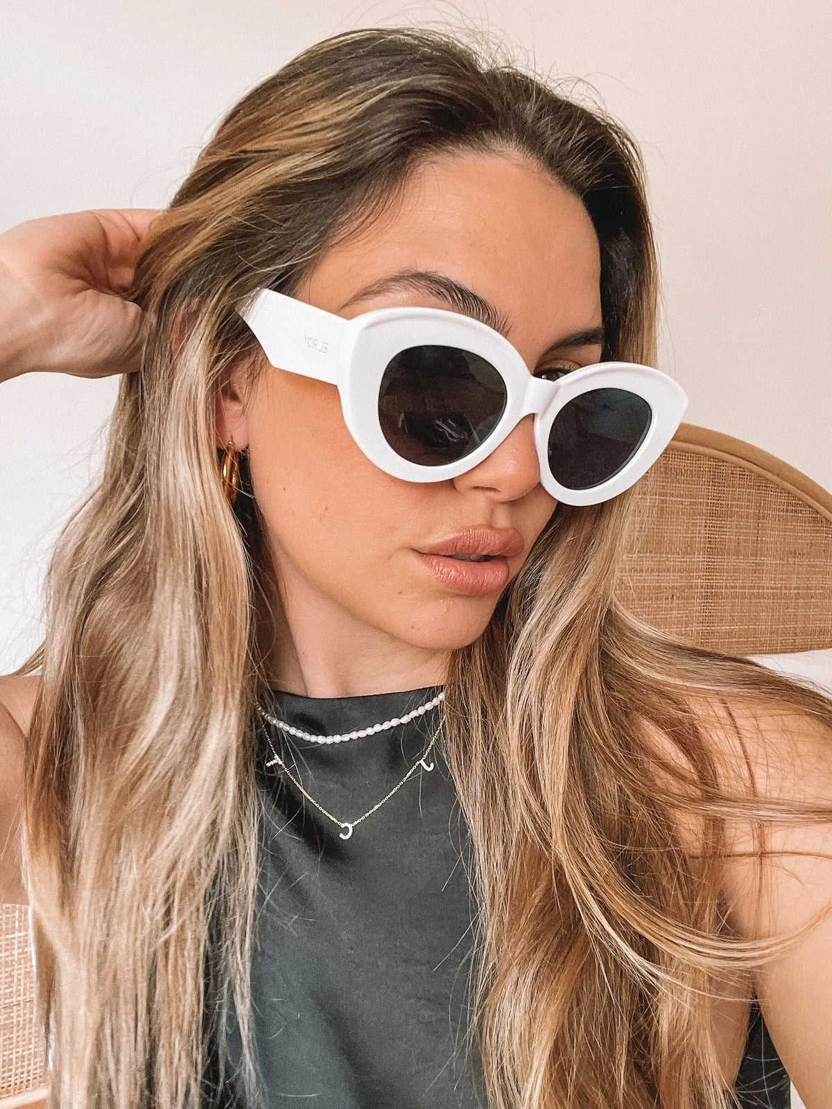Banks White Sunglasses | Women's Oversized Cat Eye Sunglasses